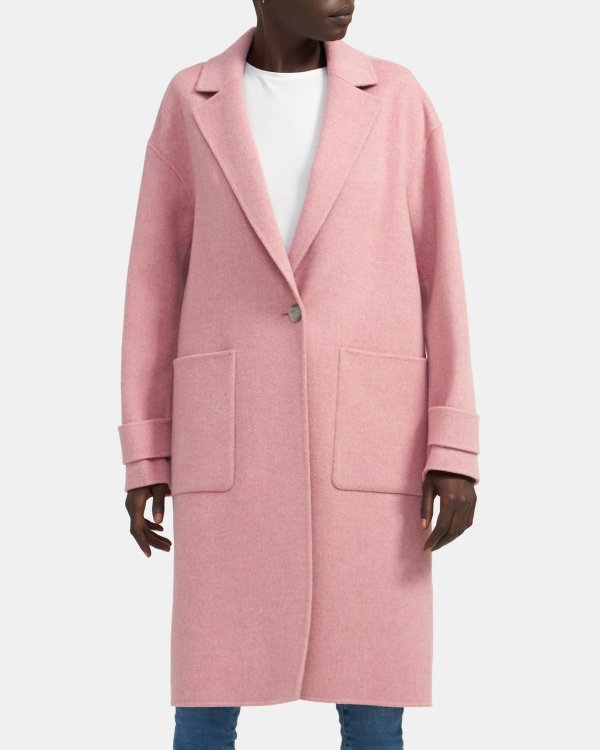 Easy One-Button Coat in Double-Face Wool-Cashmere