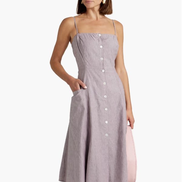 Mel melange linen-blend dress