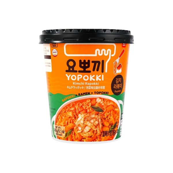 YOPOKKI Korean Instant Spicy Kimchi Ramen with Tteokbokki Rice Cake 145g