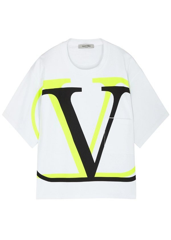 VLogo white cotton T-shirt