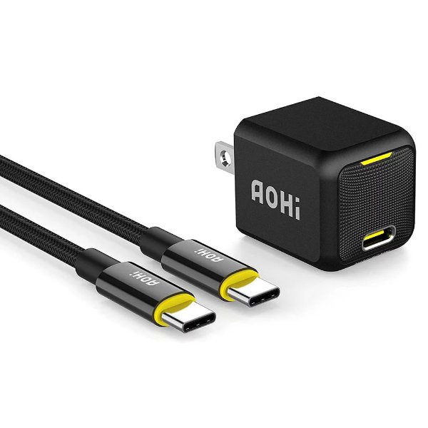 AOHI USB-C 30W 充电器 + 3ft USB-C充电线 套装
