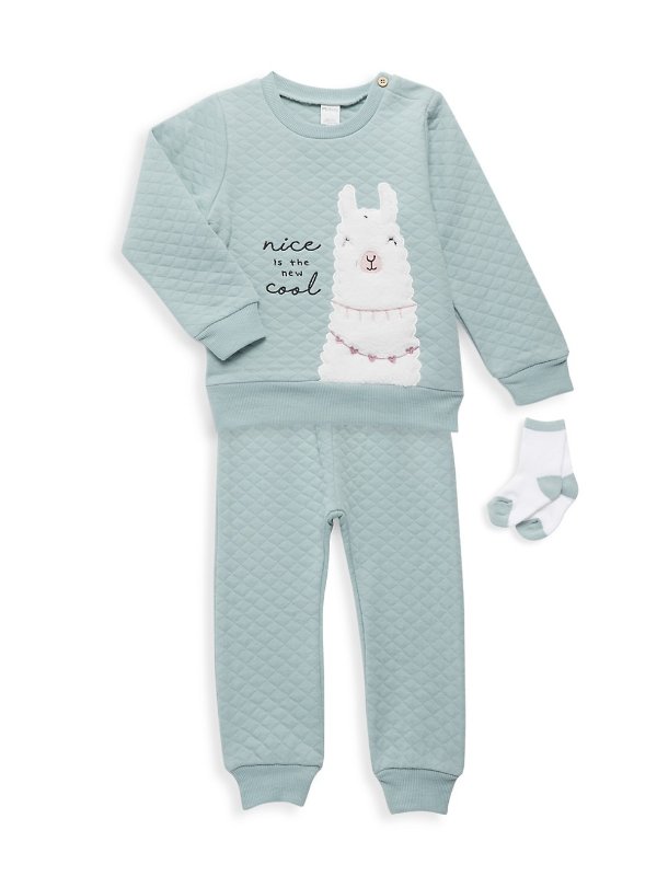 Baby Boy's 3-Piece Llama Sweatshirt, Pants & Socks Set