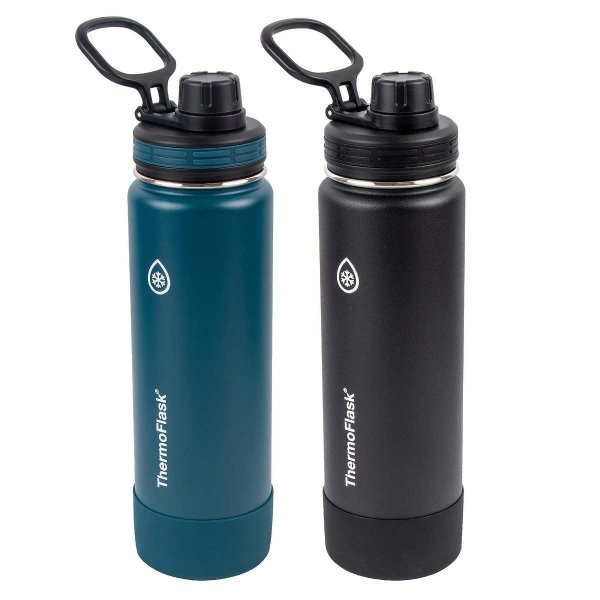 24oz Stainless Steel Insulated Water Bottle with Spout Lid, 2-pack