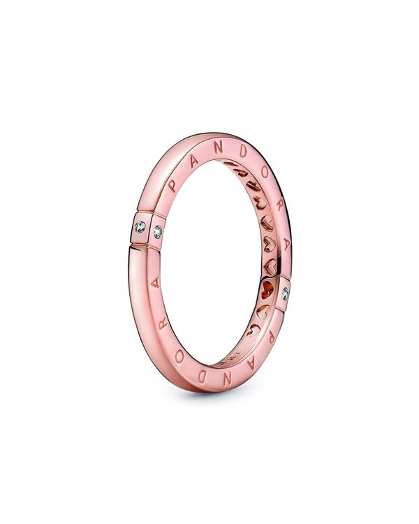 Signature 14K Rose Gold Plated CZ Logo Ring