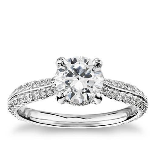 Studio Knife Edge Double Pave Cathedral Diamond Crown Engagement Ring in Platinum (1/2 ct. tw.) |
