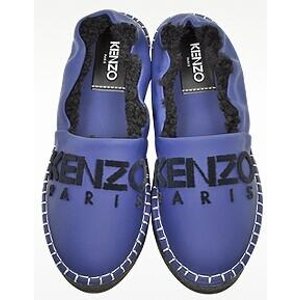 Kenzo Blue Gommato Leather Platform Slipper @ FORZIERI