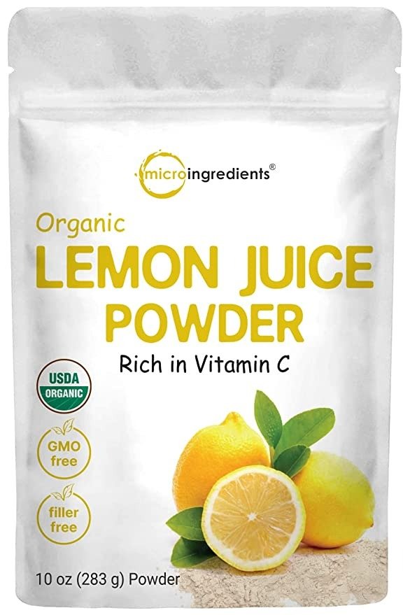 Organic Lemon Juice Powder, 10 Ounce, Cold Pressed Concentrated Powder, Filler Free, Rich in Natural Vitamin C for Immune System Booster, Great Flavor for Soda, Baking and Cooking, Vegan Friendly