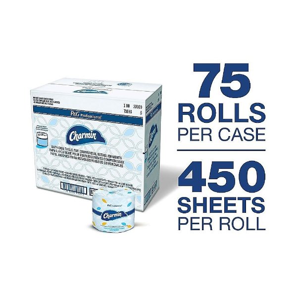 2-Ply Standard Toilet Paper, White, 450 Sheets/Roll, 75 Rolls