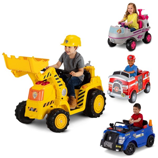 Nickelodeonas PAW Patrol: Rubbleas Digger, 6-Volt Ride-On Toy by Kid Trax, ages 3 a 5, yellow