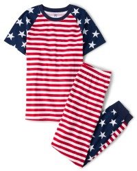 Unisex Adult Matching Family Americana Cotton Pajamas - tidal