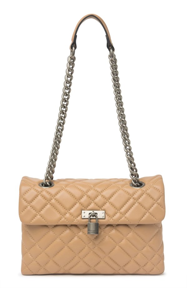 Brixton Diamond Quilted Leather Pad Lock Shoulder Bag