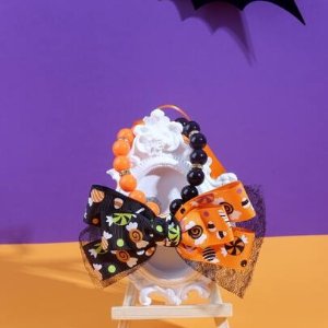 SHEIN1pc Halloween Pumpkin Print Pet Necklace