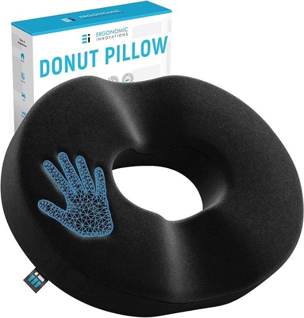 Donut Pillow for Tailbone Pain Relief Cushion, Hemorrhoid Pillows for Sitting, Donut Cushion for Postpartum Pregnancy, Butt Seat Cushion, Back, Coccyx, Sciatica, After Surgery Support (17.5 x 13.8”)