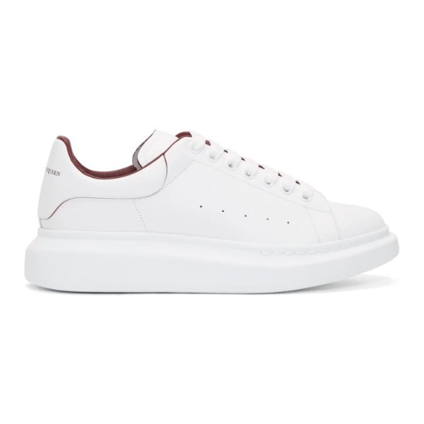 Alexander McQueen - White & Burgundy Oversized Sneakers