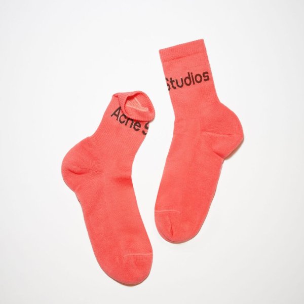 Ribbed logo socks - Bubble Gum Pink Melange