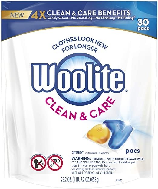 Clean & Care Pacs, Laundry Detergent Pacs, 30 Count, for Standard and HE Washers, Travel Laundry Packets