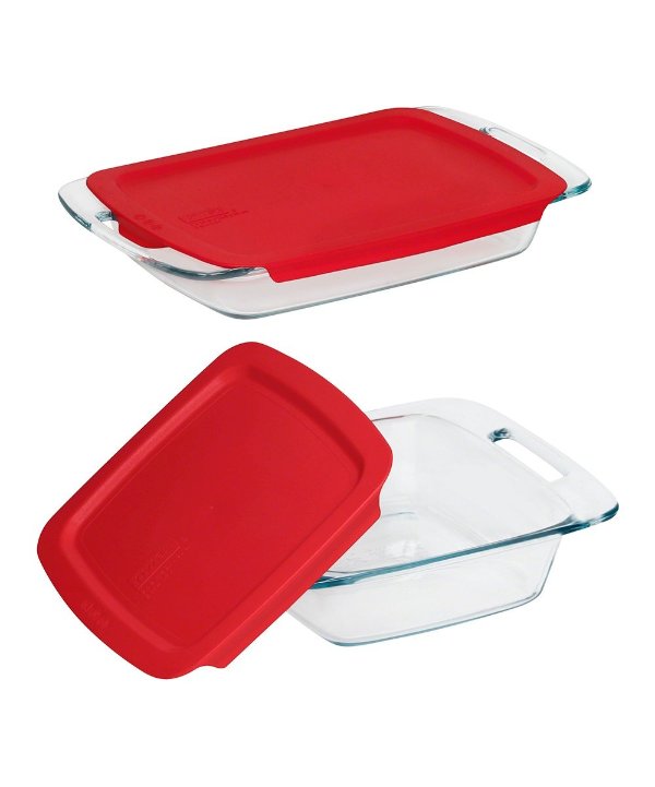 Red & Clear Pyrex Easy Grab Four-Piece Food Storage Container Pack
