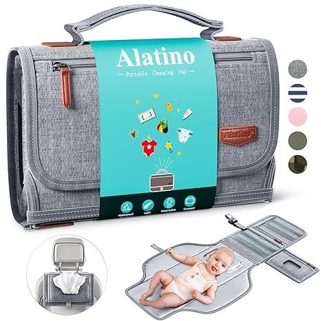 Portable Diaper Changing Pad for Baby, Detachable Travel Changing Pad with Baby Wipes Pocket, Gifts for Baby Shower, Newborn Girls and Boys (Grey)
