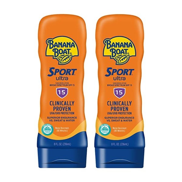 Boat Ultra Sport Reef Friendly Sunscreen Lotion, Broad Spectrum SPF 15, 8 Ounces - Twin Pack