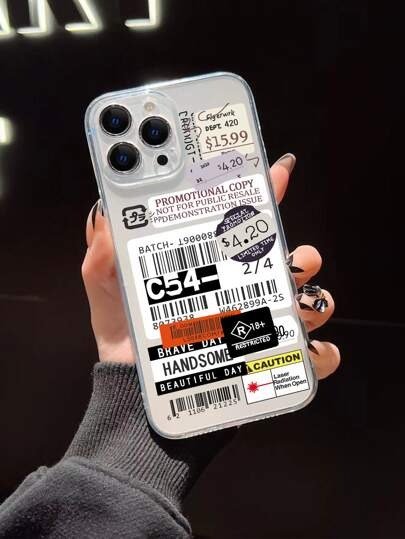 Label Pattern Clear Phone Case