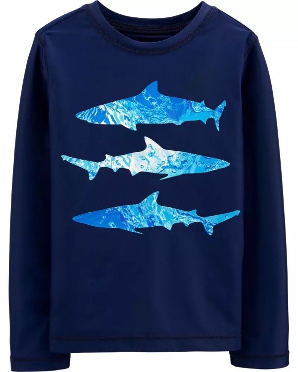 男小童泳衣，鲨鱼虎图案