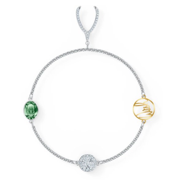 Remix Collection Wishbone Strand, Green, Rhodium plated by