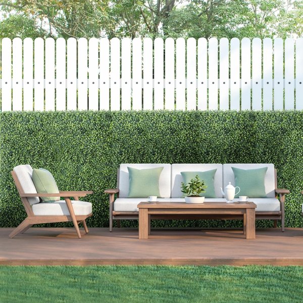 6Pcs 20 x 20 inch Artificial Boxwood Panels Topiary Hedge Plant Grass Wall UV Protected Privacy Hedge Screen Green Backdrop Wall for Garden, Fence, Backyard, Home, Wedding