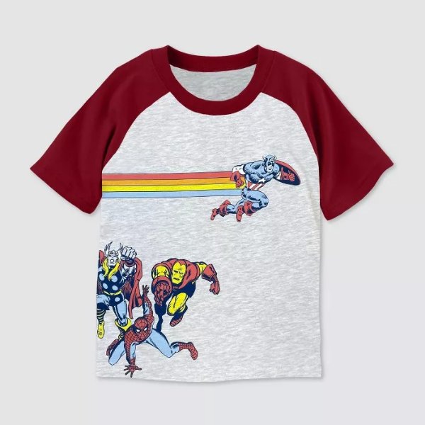 Toddler Boys' Marvel Short Sleeve Raglan Graphic T-Shirt - Burgundy