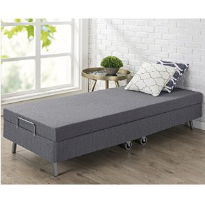 Zinus Memory Foam Resort Folding Guest Bed with Wheels, 30 Inches Wide
