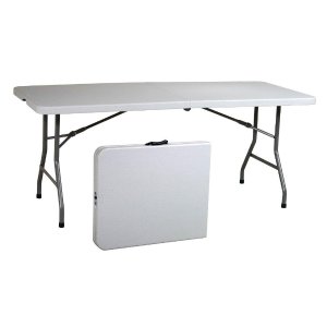 Work Smart Resin Multi-Purpose Center Folding Table, 6-Feet Long