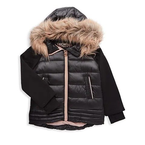 Little Girl's Hybrid Faux Fur-Trim Puffer Jacket