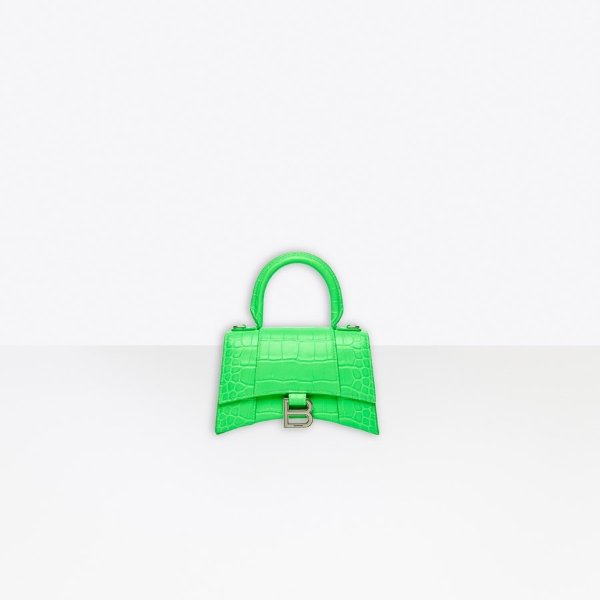 Hourglass XS Top Handle Bag FLUO GREEN for Women | Balenciaga