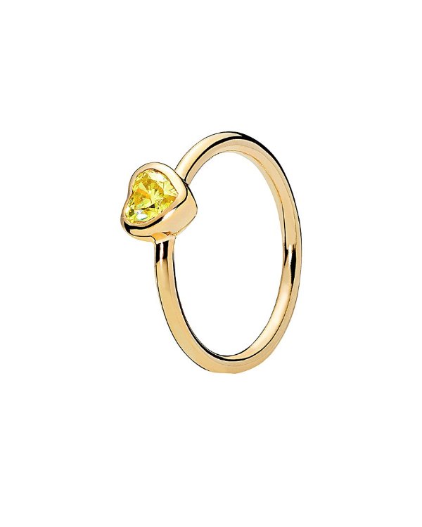 18K Over Silver CZ Radiant Heart Ring