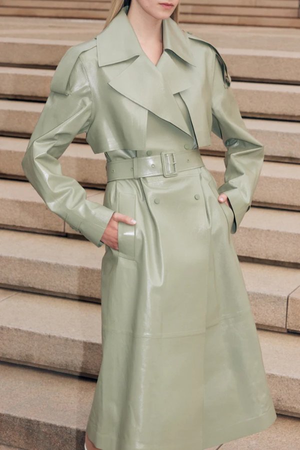 CARMELA Leather Trench with Belt