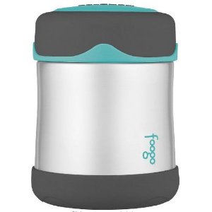 S FOOGO Vacuum Insulated Stainless Steel 10-Ounce Food Jar, Charcoal/Teal