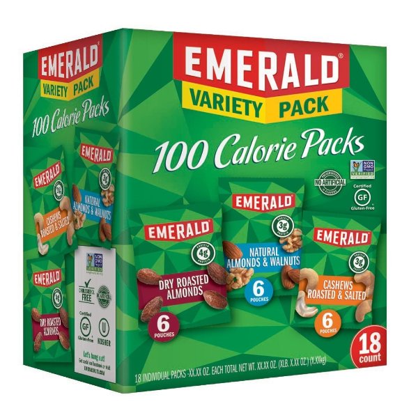 Emerald 100卡坚果零食混合包 杏仁、核桃、腰果各6袋