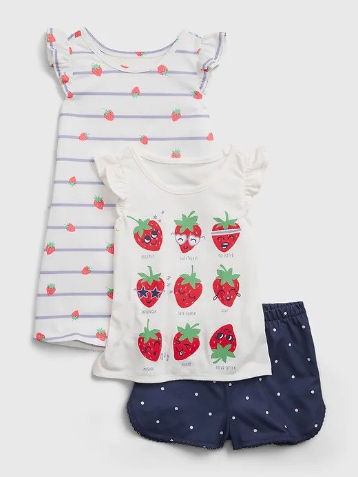 babyGap 100% Recycled Polyester Strawberry 3-Piece PJ set
