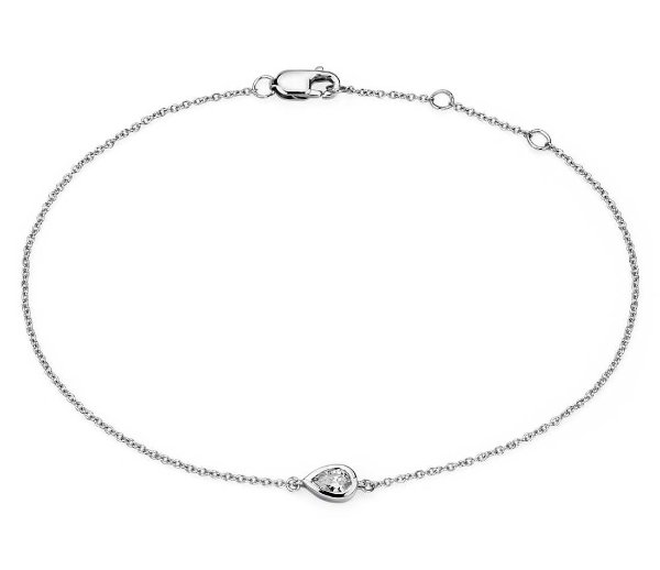 Mini Bezel Set Pear Cut Diamond Bracelet 14k white (1/6 ct. tw.) | Blue Nile