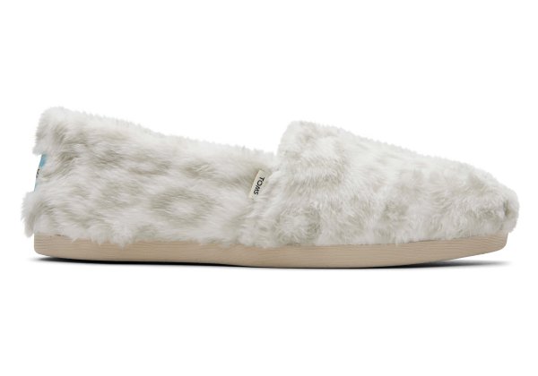 Alpargata Leopard Fleece Grey Slip On Espadrille Faux Fur | TOMS