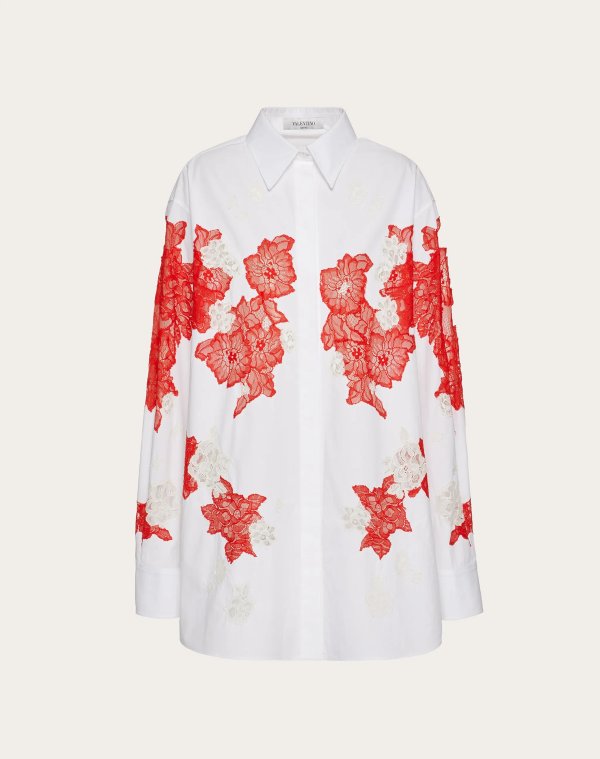 EMBROIDERED COTTON POPLIN SHIRT for Woman | Valentino Online Boutique