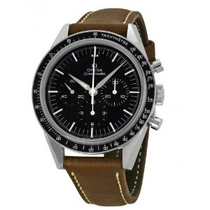OMEGA LIMITED 50TH ANNIVERSARY EDITION Speedmaster Moonwatch Black Dial Brown Leather Men's Watch