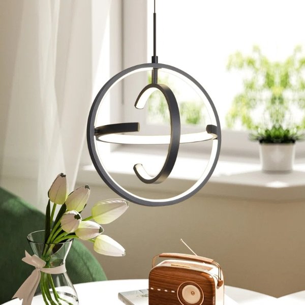 Modern LED Chandelier, Pendant Light Adjustable Height & Dimmable, 3 Ring 22W 4000K Chandeliers