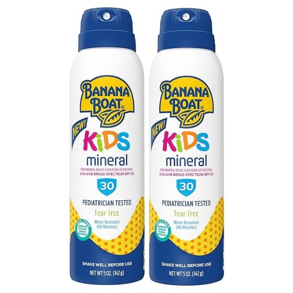 Kids Mineral Sunscreen Spray, Broad Spectrum SPF 30, 5 Fl Oz (Pack of 2)