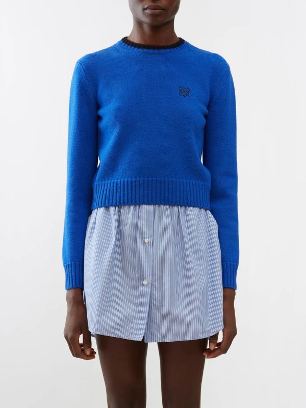 Anagram-embroidered wool-blend cropped sweater | LOEWE