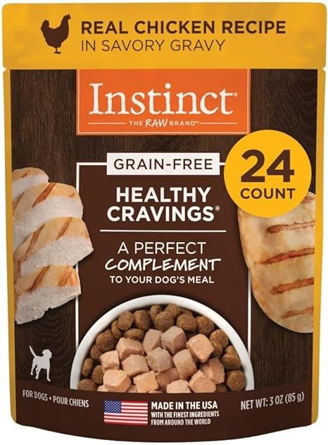Nature's Variety Instinct Healthy Cravings Grain Free Real Chicken Recipe Natural Wet Dog Food Topper, 3 oz. Pouches (Case of 24)