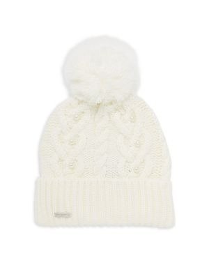 Cable Knit & Faux Pearl Beanie