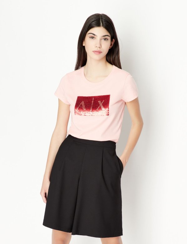 COTTON SLIM FIT T SHIRT, Logo T Shirt for Women | A|X Online Store