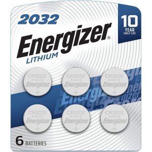 Energizer CR2032 Batteries, 3v Lithium 2032 Watch Battery, (6 Count)