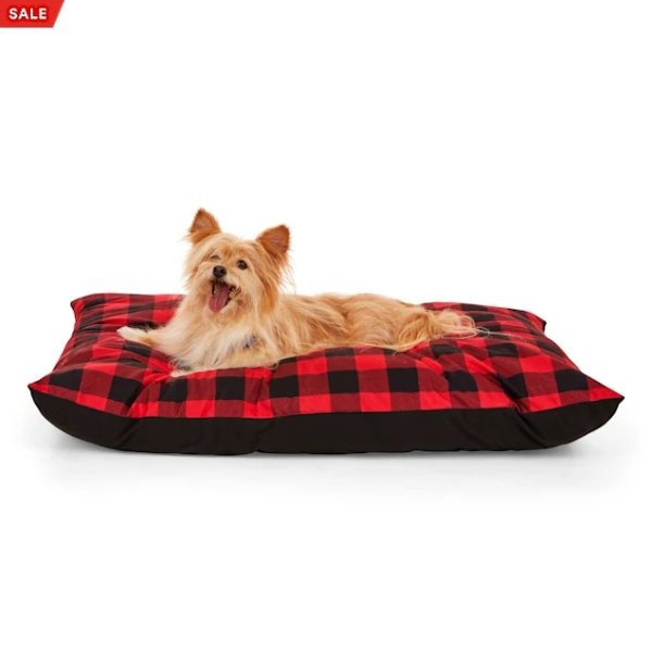 Merry Makings Check Me Out Red Buffalo Check Ped Bed, 40" L X 30" W X 6" H | Petco