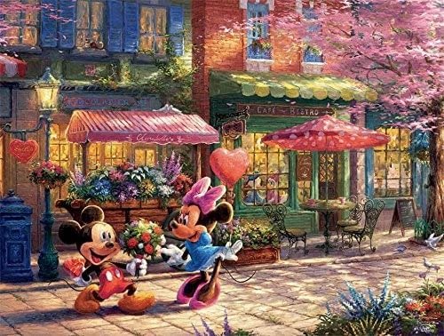 Thomas Kinkade The Disney Collection Mickey & Minnie Sweetheart Cafe Jigsaw Puzzle, 750 Pieces